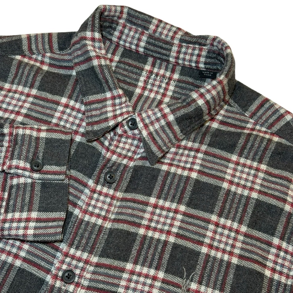 ALLSAINTS Gaines Long Sleeve Flannel Shirt Men's M Plaid Button Up Ramskull‎